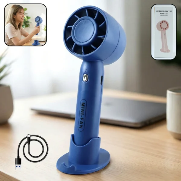 Rechargeable Mini Handheld Fan with Stand | USB Portable Personal Cooling Fan for Desk, Home & Travel (1 Pc)