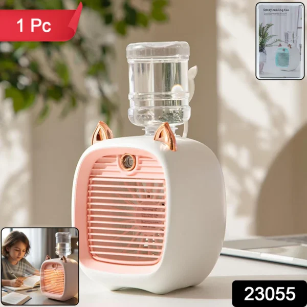 Portable Mini Air Cooler Fan with Mist Spray | USB Rechargeable Personal Cooling Fan for Desk, Home & Travel