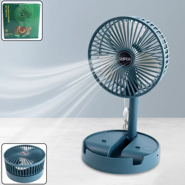 Adjustable Portable Desktop Fan | Foldable Height Adjustable USB Table Fan with Phone Holder for Office & Travel
