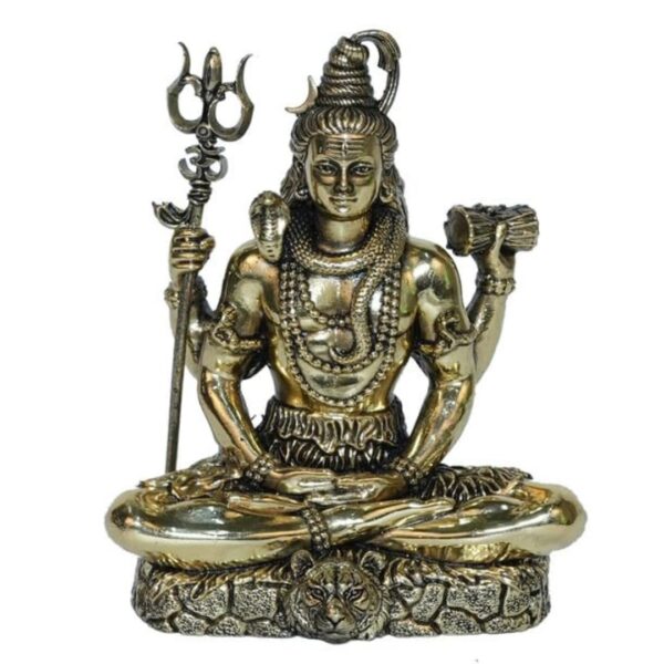 Spiritual Living Brass Meditating Lord Shiva Idol – 2 Inch Mahadev Murti for Home Décor, Car Dashboard, Puja & Diwali Gift | Shivji Bholenath Statue with Premium Gift Box