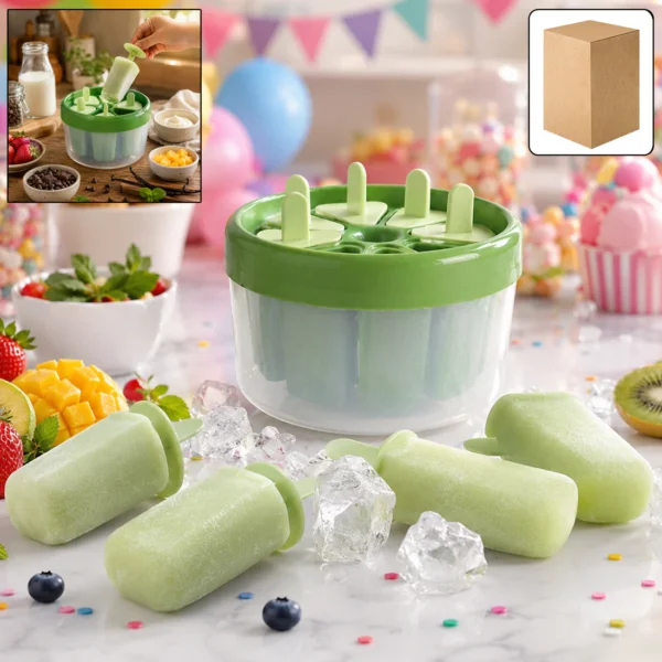 Plastic Ice Candy Popsicle Maker – 8 Mold Set | BPA-Free Homemade Ice Cream, Kulfi & Popsicle Maker