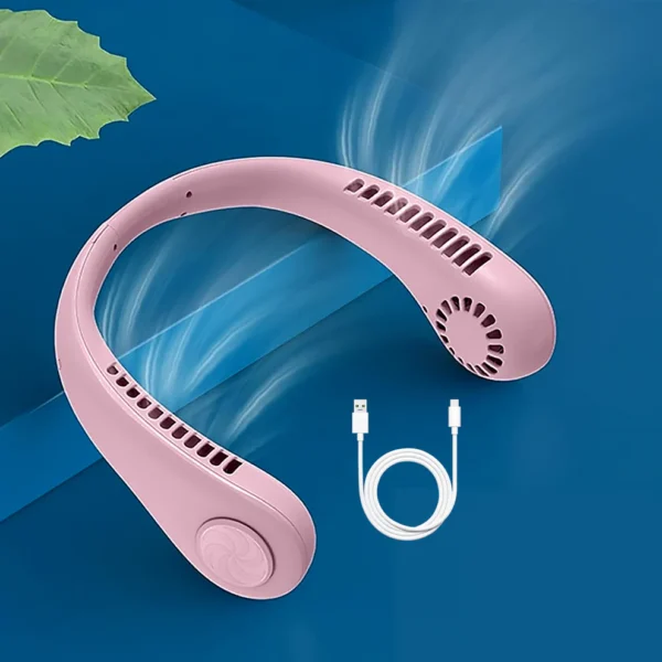 Bladeless Neck Fan – USB Rechargeable Hands-Free Personal Cooling Fan with 3 Speed Modes | Portable Wearable Neck Fan